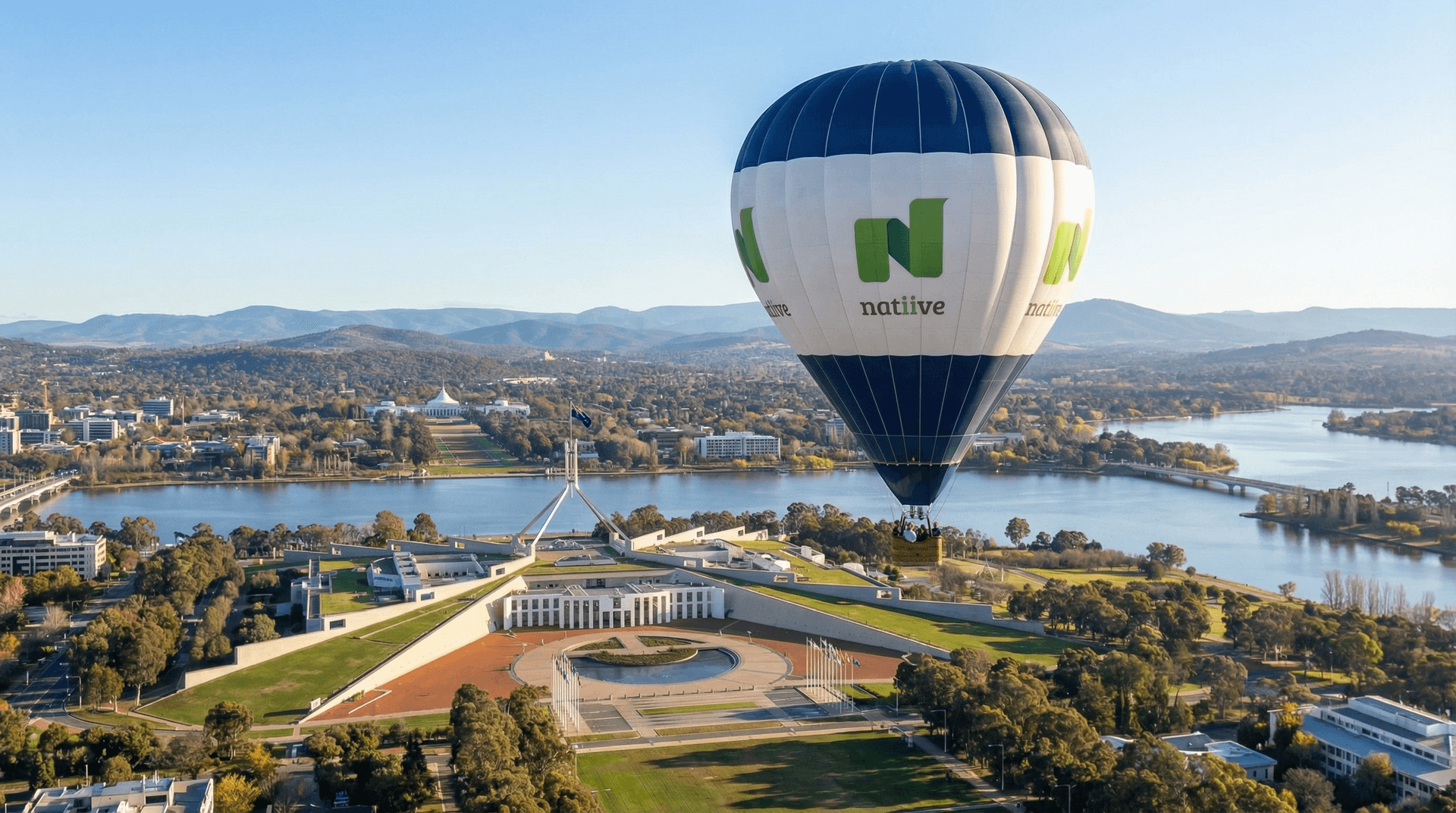 Natiive hot air balloon over Canberra