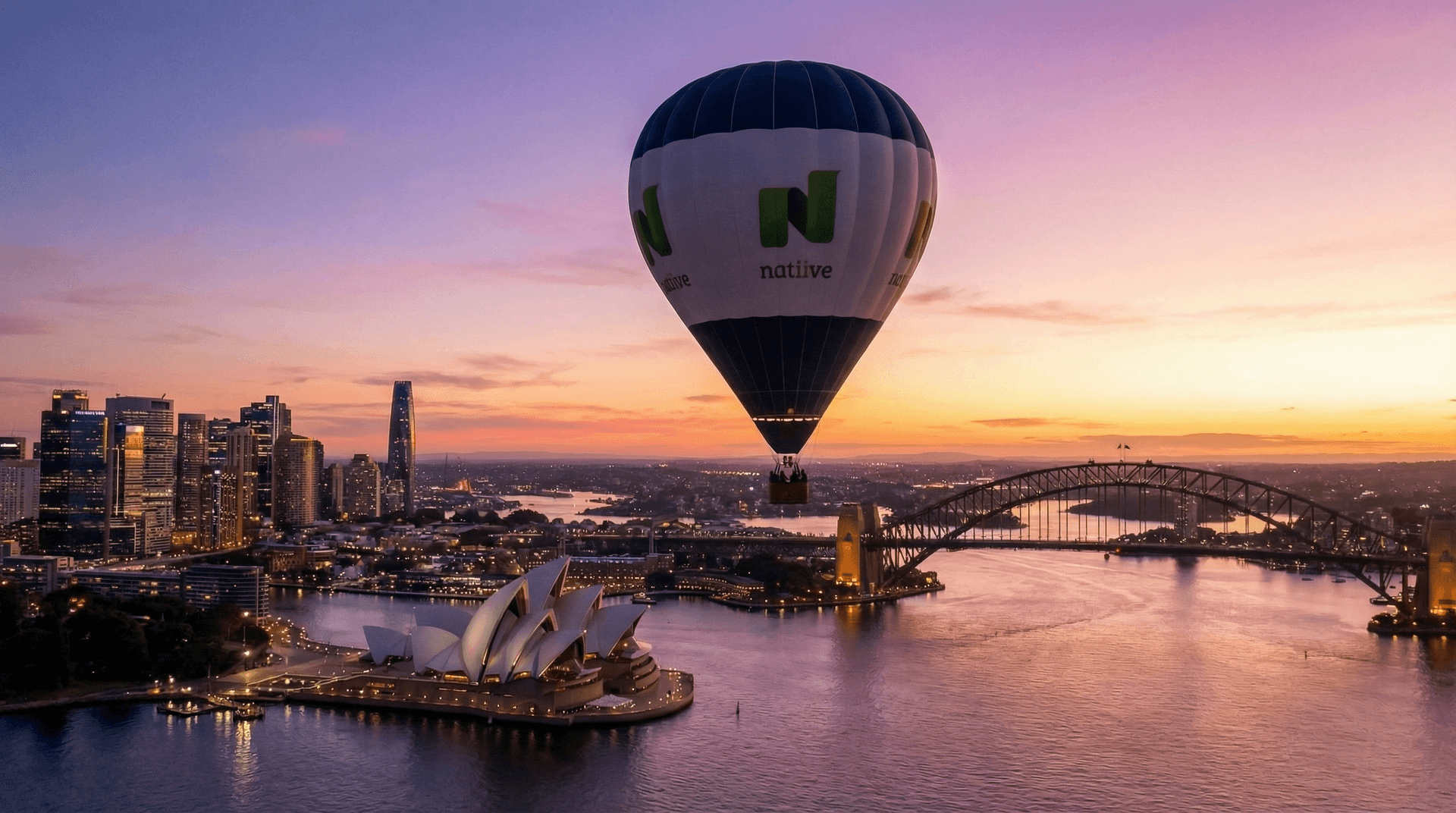 Natiive hot air balloon over Sydney